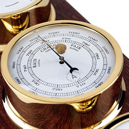 ESTACIÓN METEOROLÓGICA 3 RELOJES MADERA